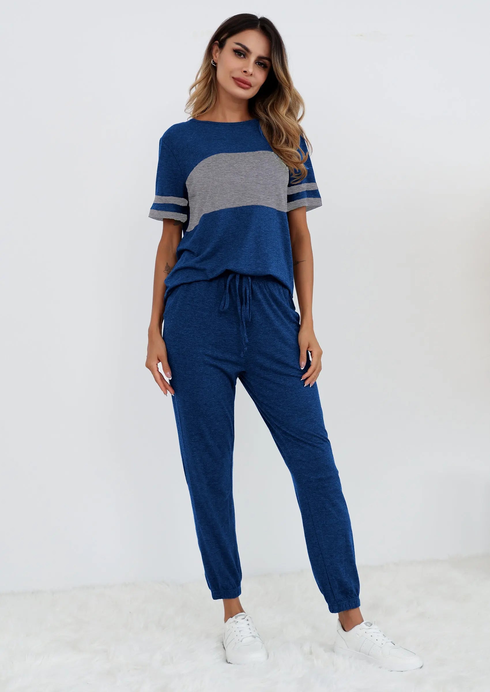 Osonn Women's Two Piece Lounge Sets Spring Summer Jogger Pants Vacation Outfits Travel Airplane Matching Clothes