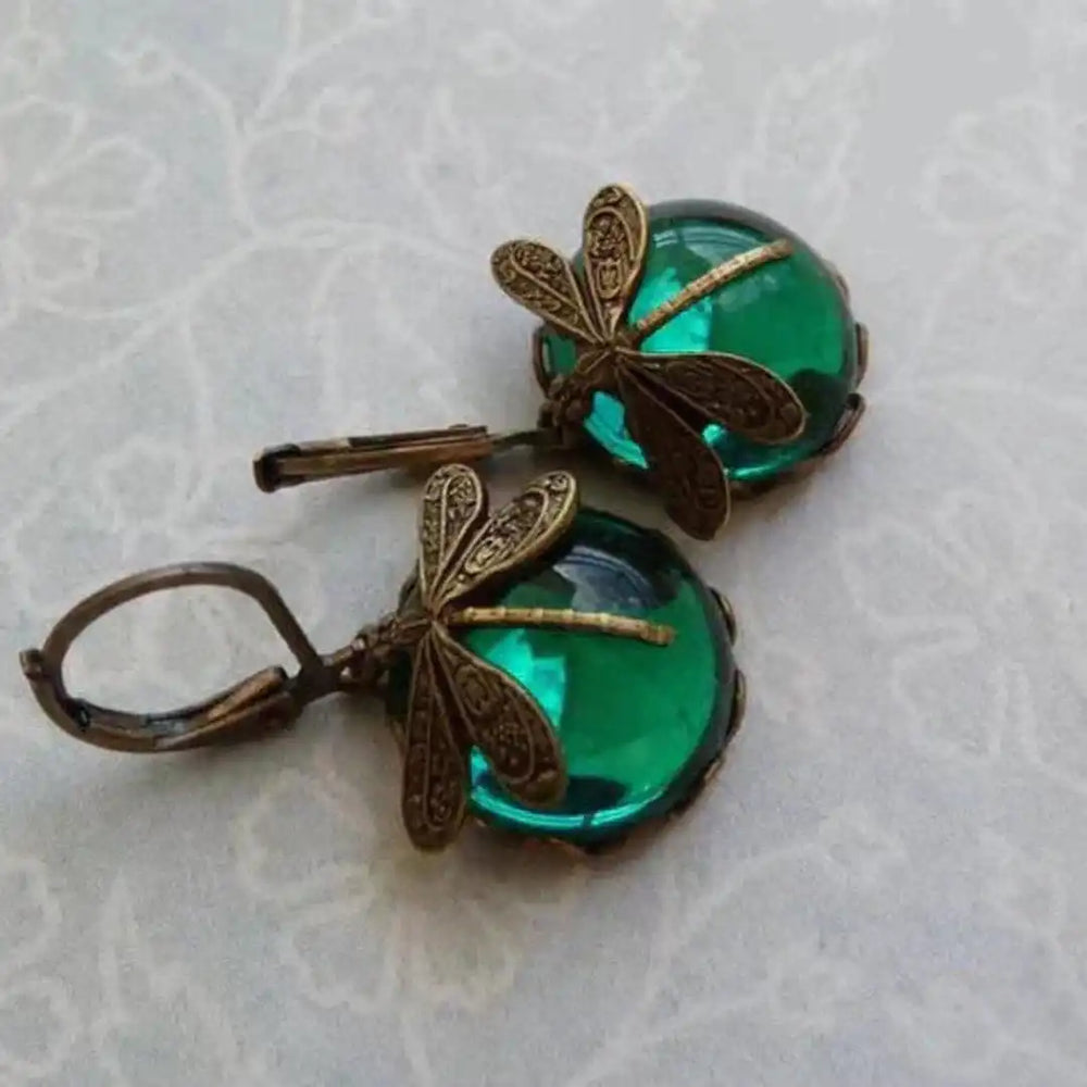 Antique Gold Dragonfly Earrings — image 2