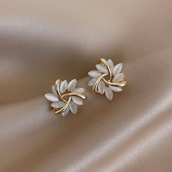 White Opal Floral Earrings — image 1