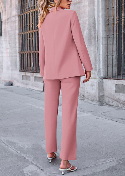 Osonn 2 Piece Blazer Outfits Business Casual Oversized Jacket Wide Leg Work Pants Dressy Suit Set