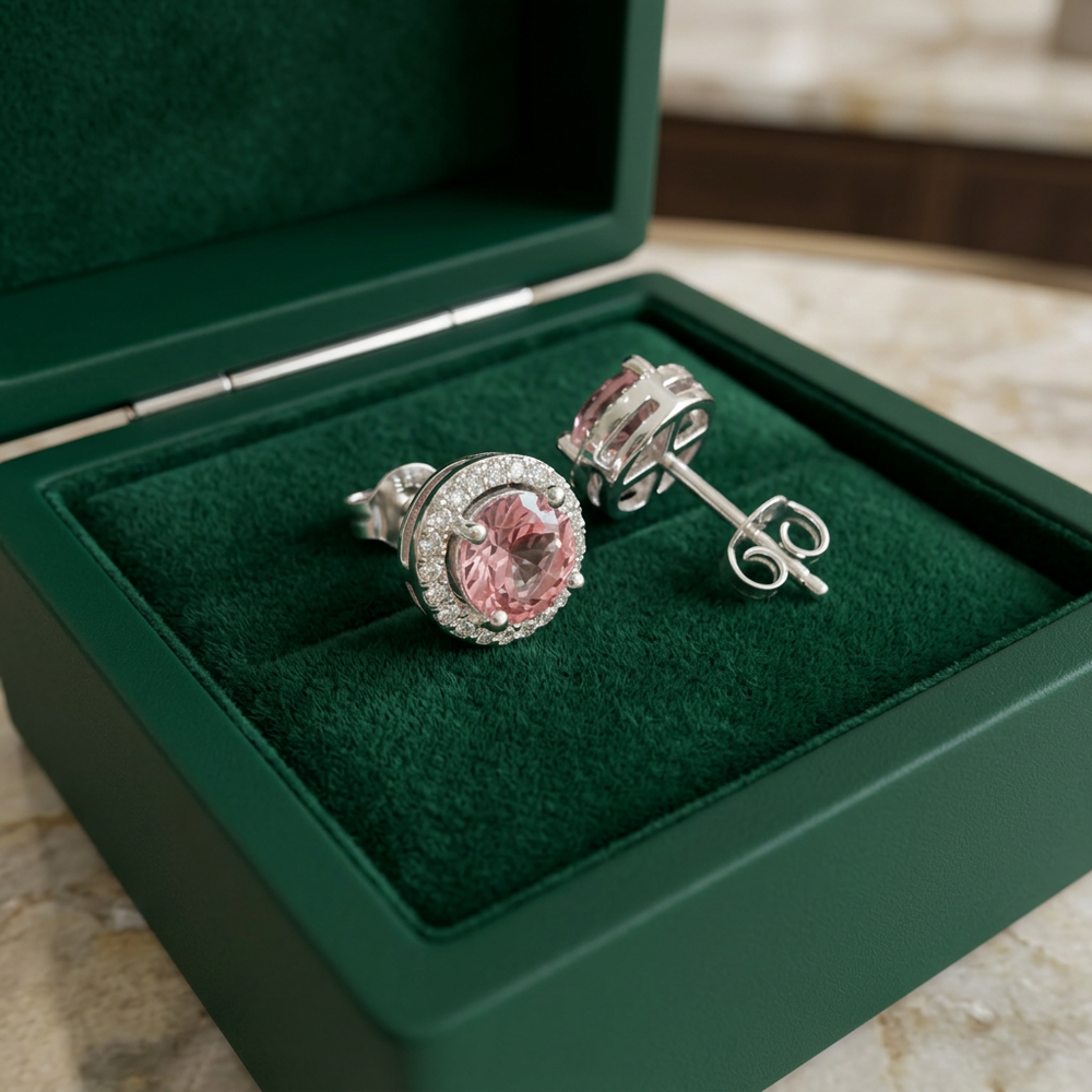 Pink Round Pave Studs — image 1