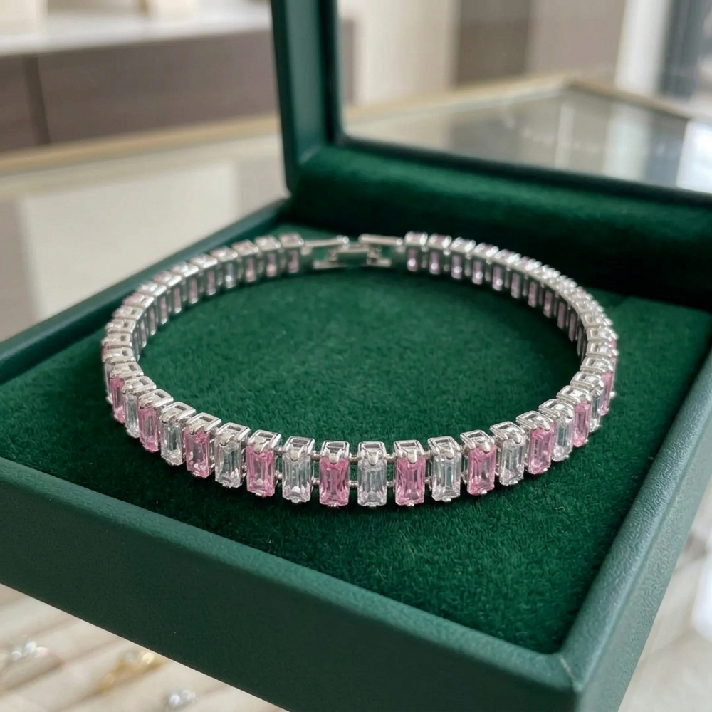 Pink Stripe Tennis Bracelet — image 1