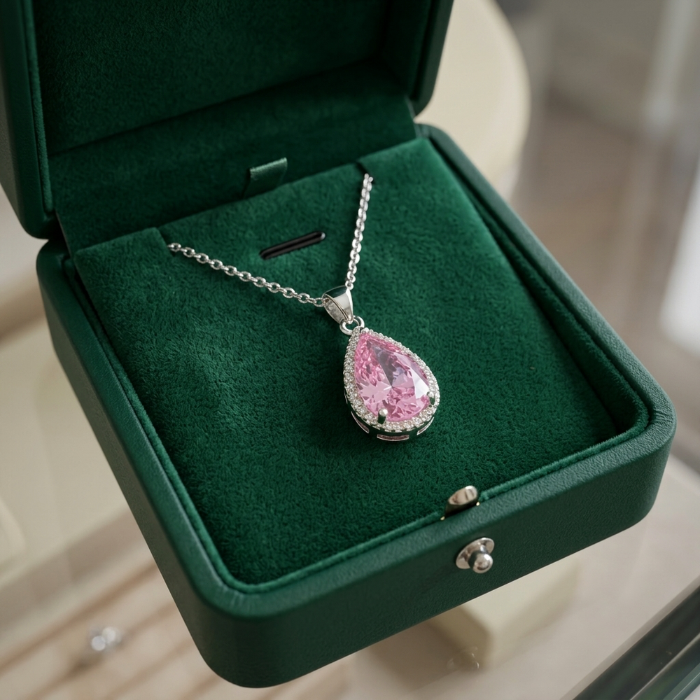 Pink Teardrop Elegant Necklace — image 1