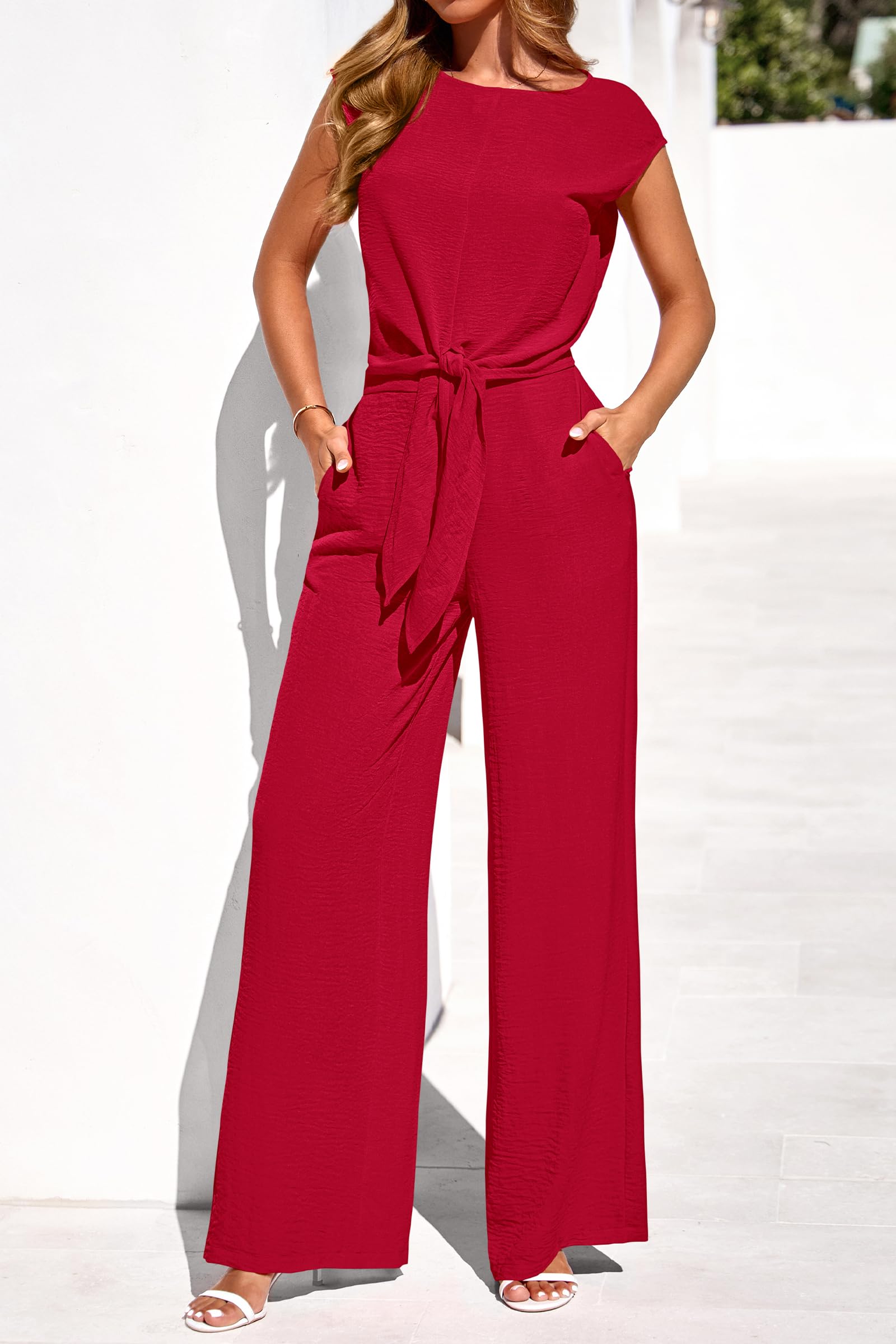 Osonn Women 2 Piece Lounge Sets Casual Summer Outfits Cap Sleeve Strappy Crop Tops Wide Leg Pant Tracksuit