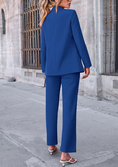 Osonn 2 Piece Blazer Outfits Business Casual Oversized Jacket Wide Leg Work Pants Dressy Suit Set