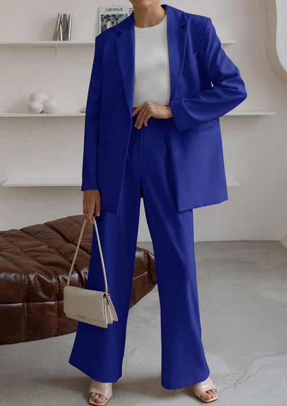 Osonn Women's Fall Two Piece Outfits Dressy Blazer Jacket and Wide Leg Pants Pockets Business Casual Office Suit Sets