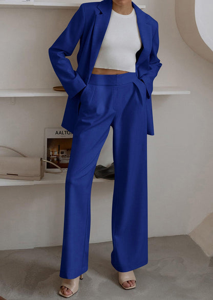 Osonn Women's Fall Two Piece Outfits Dressy Blazer Jacket and Wide Leg Pants Pockets Business Casual Office Suit Sets