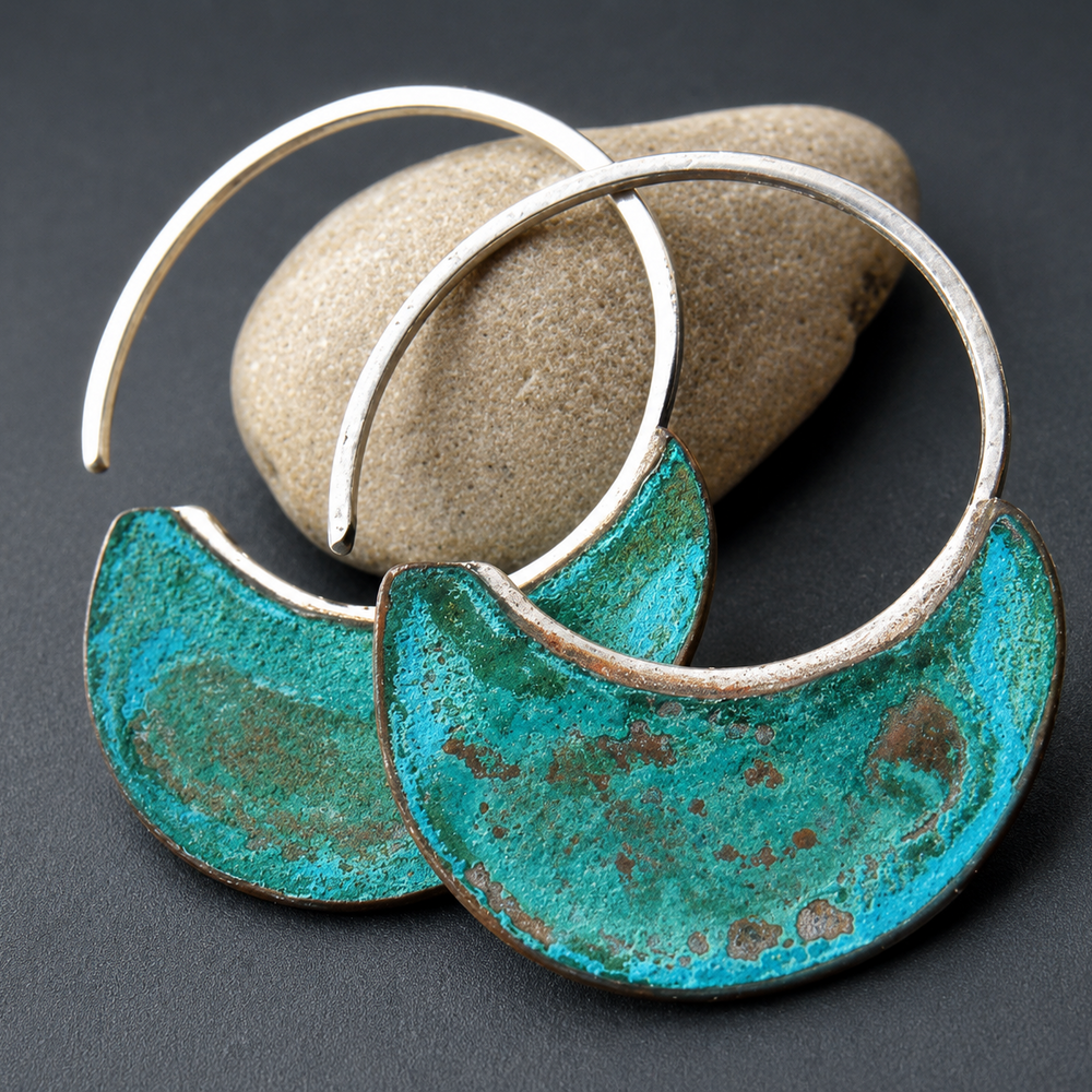 Vintage Worn Silver Earrings — image 1