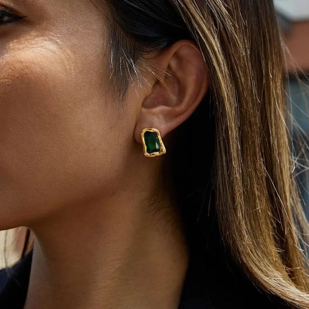 Timeless Gold Zircon Square Earrings — image 5