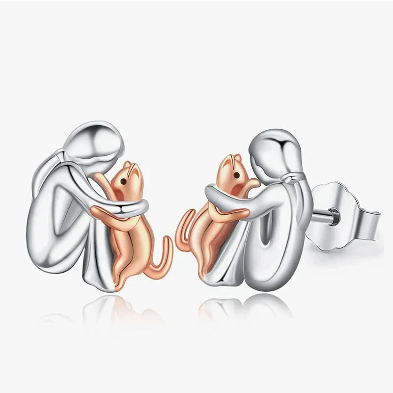 Luxe Two-Tone Cat Earrings — image 2