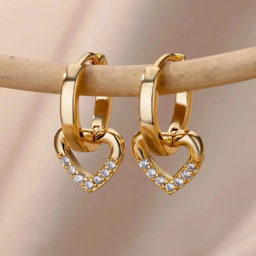 Hollow Zirconia Heart Earrings — image 1