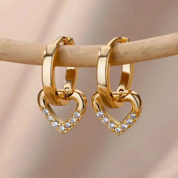 Hollow Zirconia Heart Earrings — image 1