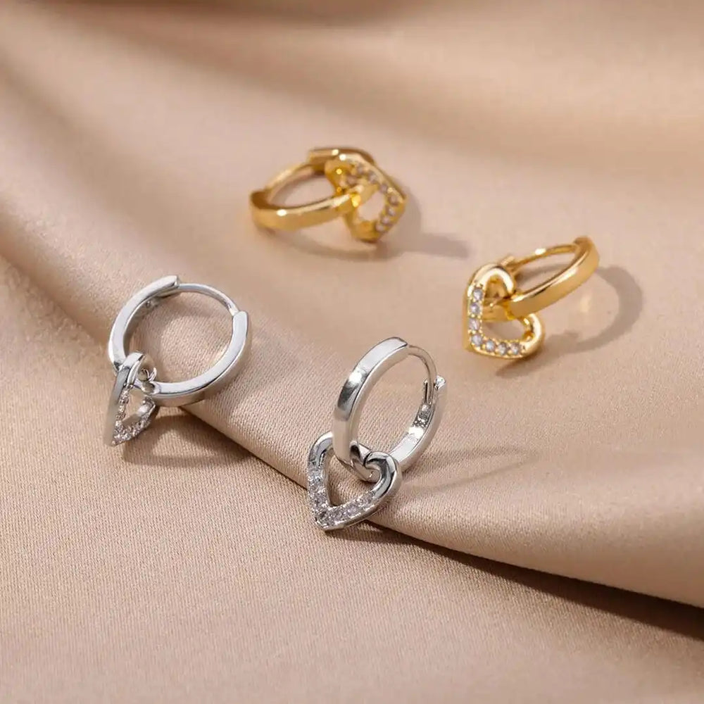 Hollow Zirconia Heart Earrings — image 3