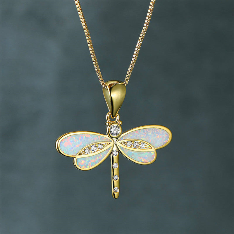 Dragonfly Gold Opal Necklace — image 1