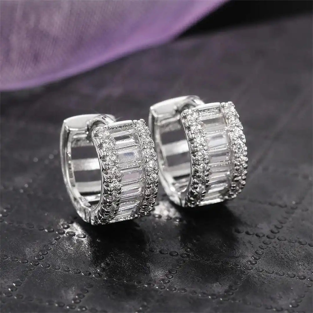 Mini Baguette Zirconia Hoop Earrings — image 2