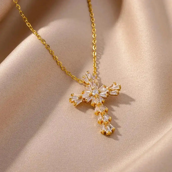 Timeless Silver Zirconia Cross Necklace — image 1