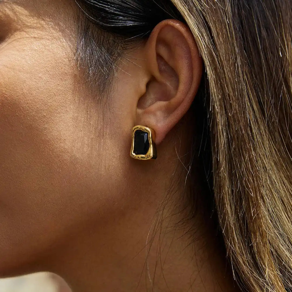 Timeless Gold Zircon Square Earrings — image 6