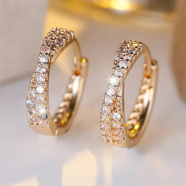 Vintage Zirconia Hoop Earrings — image 1