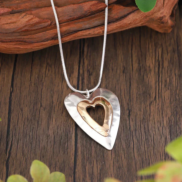 Classic Two Tone Heart Necklace — image 1