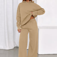 Osonn Womens Sweatsuits 2 Piece Set Casual Winter Long Sleeve Hoodie Loose Wide Leg Sweatpants Fall Tracksuit