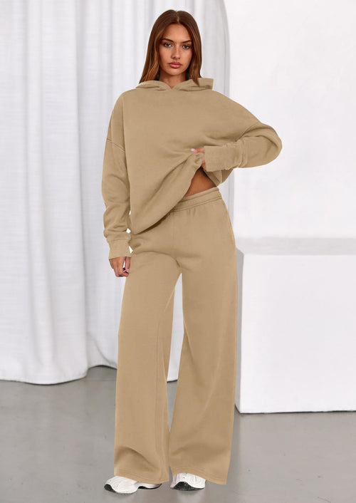 Osonn Womens Sweatsuits 2 Piece Set Casual Winter Long Sleeve Hoodie Loose Wide Leg Sweatpants Fall Tracksuit