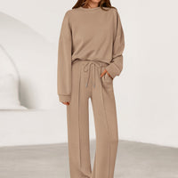 Osonn 2 Piece Sets For Women Fall Trendy Long Sleeve Sweatshirt Wide Leg Pants Loungewear Set Matching Sweatsuit
