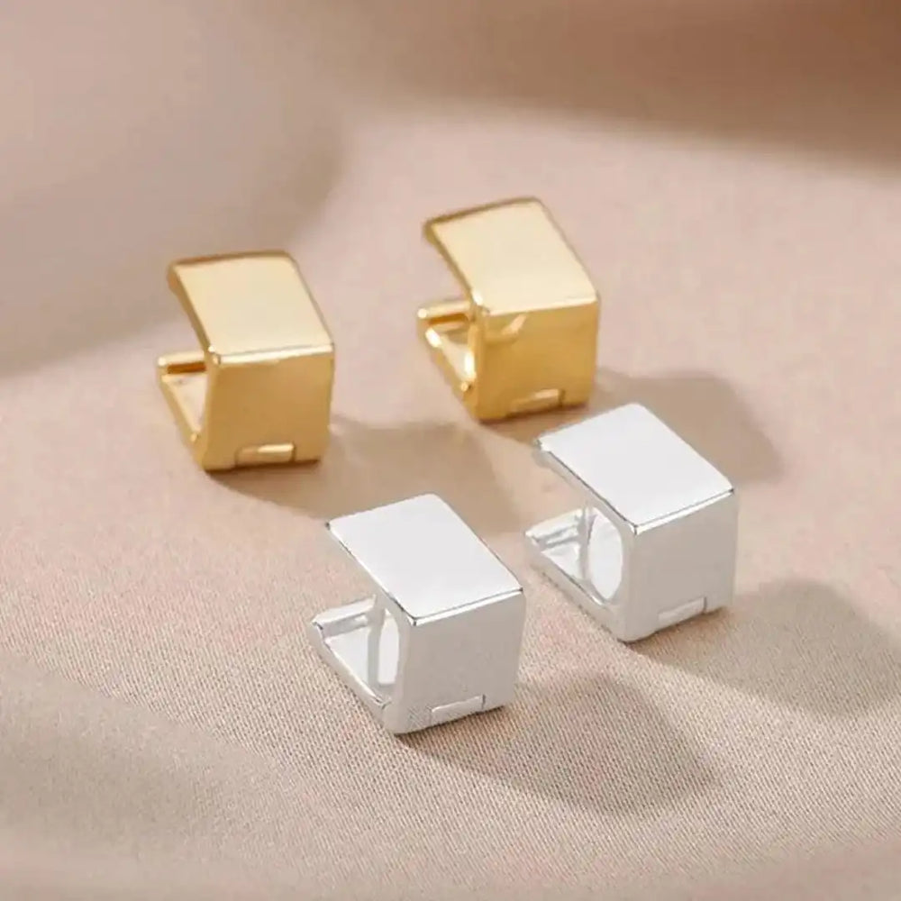 Golden Geometric Square Earrings — image 3