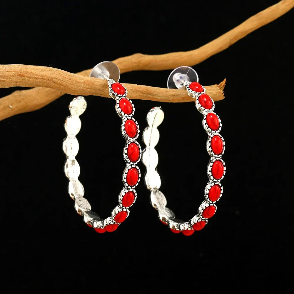 Oval White Gold Hoop Earrings — image 3
