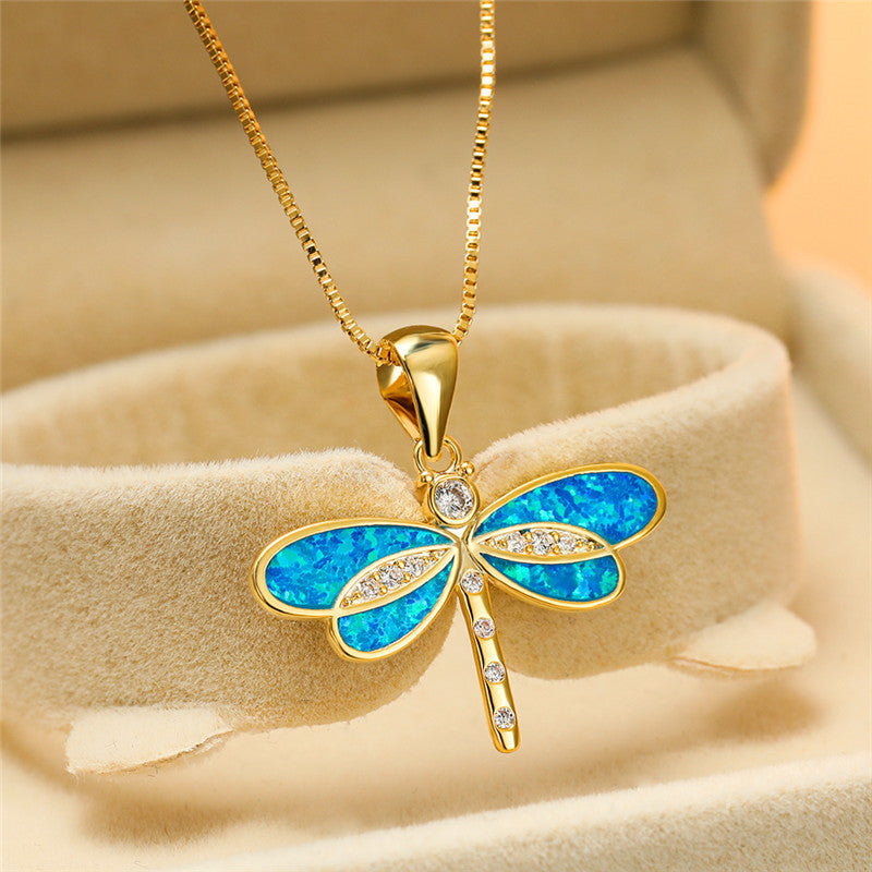 Gold Opal Dragonfly Necklace — image 2