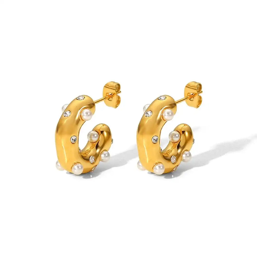Shimmering Gold Zircon Circle Hoop Earrings — image 2