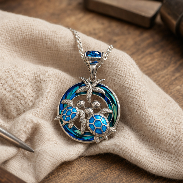 Sea Turtle Pendant Silver Necklace — image 1