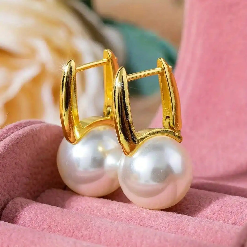 Vintage Golden Pearl Earrings — image 2