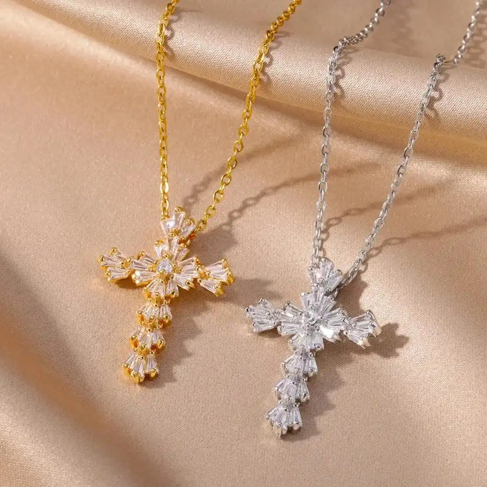 Timeless Silver Zirconia Cross Necklace — image 3