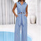 Osonn 2 Piece Sets For Women Summer Striped Button Down Tie Front Crop Tops Wide Leg Pants Floral Lounge Set