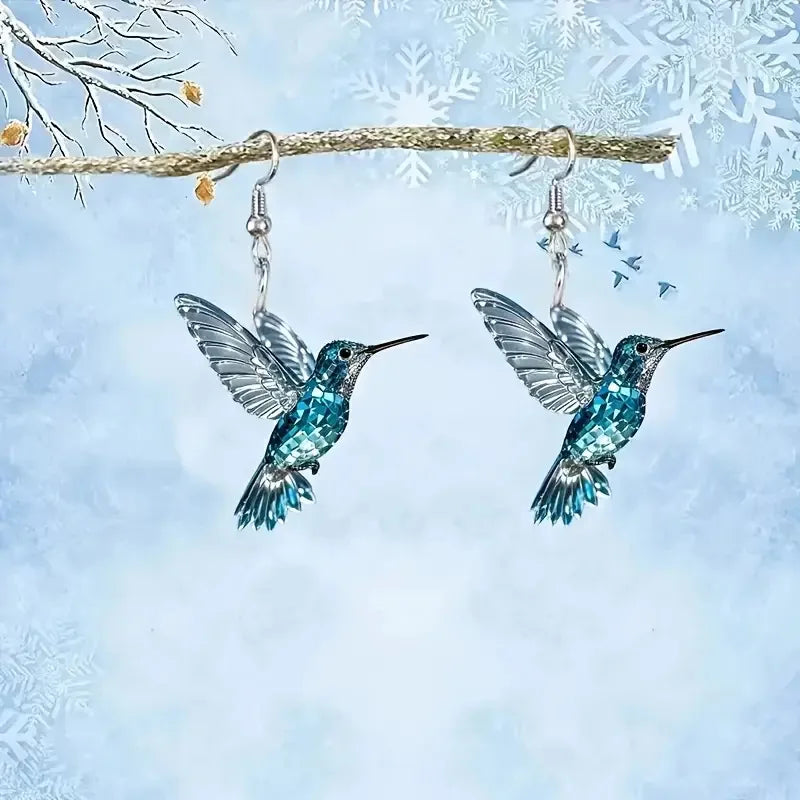 Blue Crystal Hummingbird Earrings — image 1