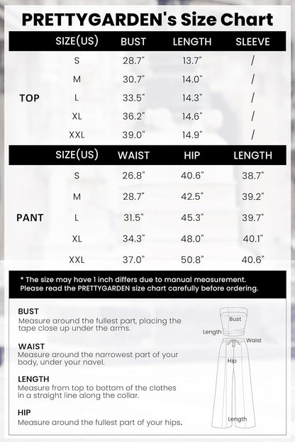 Osonn 2 Piece Sets Casual Ribbed Knit Crop Tube Top Wide Leg Pants Lounge Set