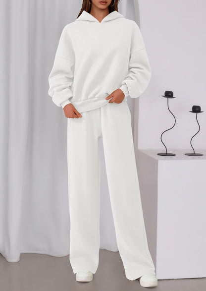Osonn Womens Sweatsuits 2 Piece Set Casual Winter Long Sleeve Hoodie Loose Wide Leg Sweatpants Fall Tracksuit