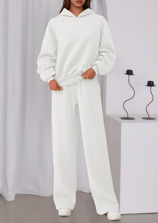 Osonn Womens Sweatsuits 2 Piece Set Casual Winter Long Sleeve Hoodie Loose Wide Leg Sweatpants Fall Tracksuit