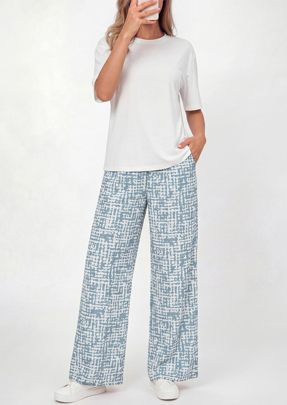 Osonn Women's 2 Piece Lounge Sets Summer Casual Short Sleeve Tops Leopard Flowy Pants Pajamas Vacation Travel Outfits