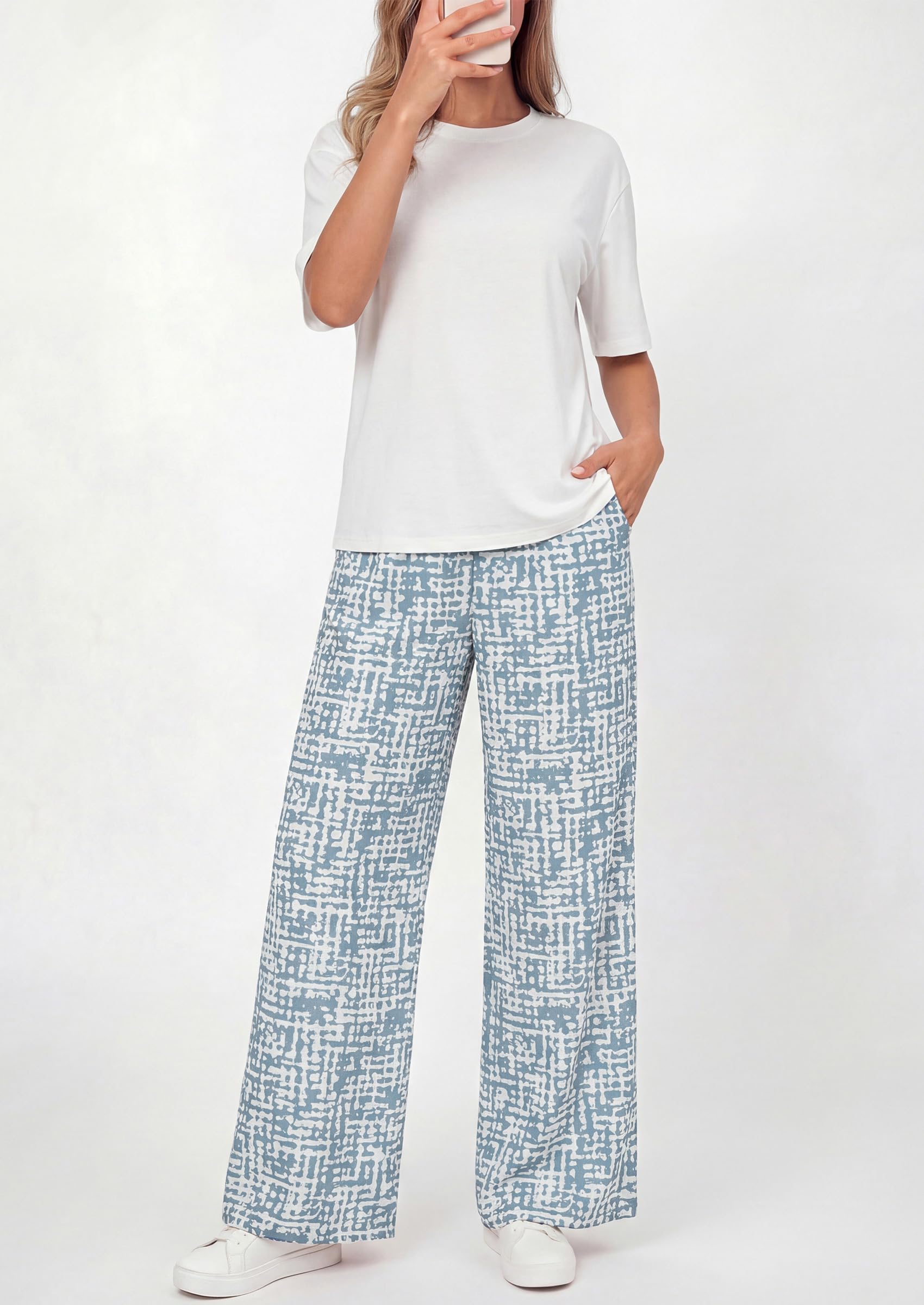 Osonn Women's 2 Piece Lounge Sets Summer Casual Short Sleeve Tops Leopard Flowy Pants Pajamas Vacation Travel Outfits