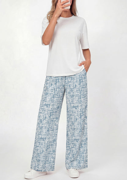 Osonn Women's 2 Piece Lounge Sets Summer Casual Short Sleeve Tops Leopard Flowy Pants Pajamas Vacation Travel Outfits