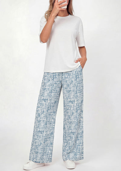 Osonn Women's 2 Piece Lounge Sets Summer Casual Short Sleeve Tops Leopard Flowy Pants Pajamas Vacation Travel Outfits