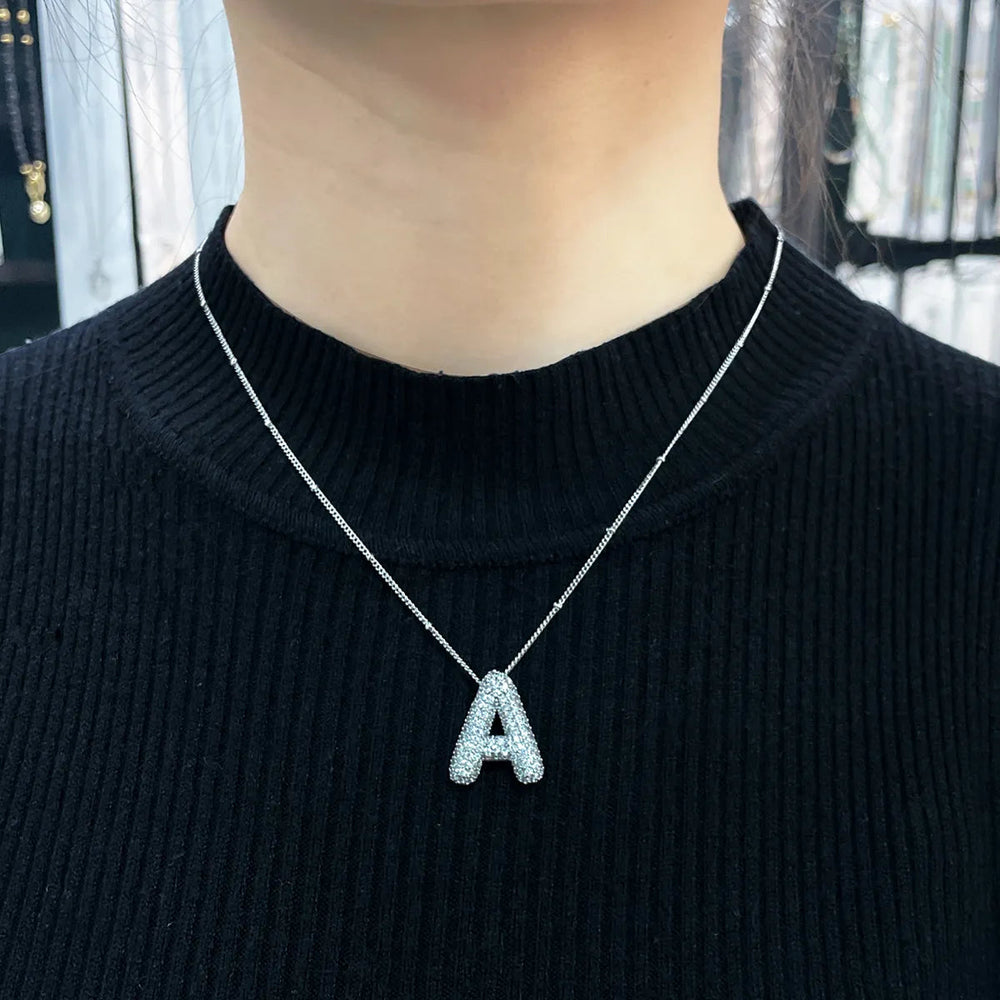Bubble Letter Gold Initial Necklace — image 7