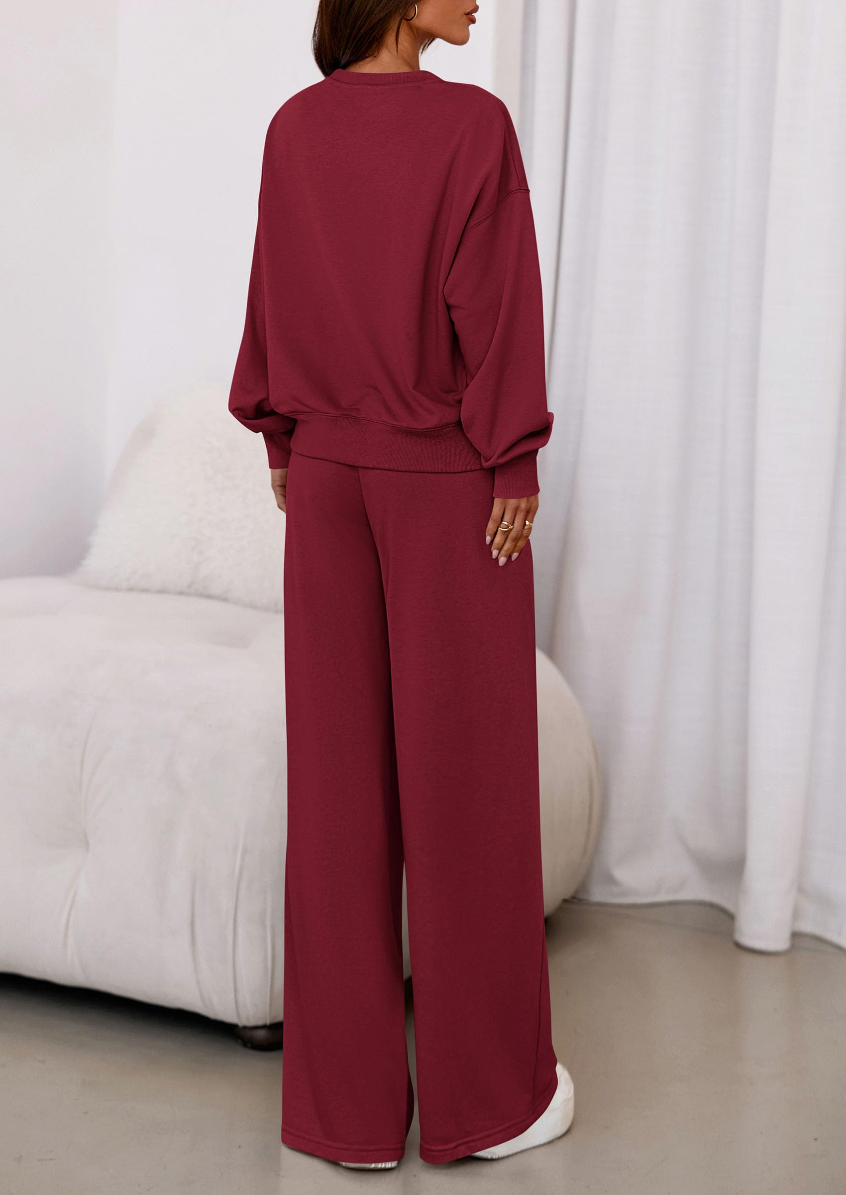 Osonn Womens 2 Piece Sets Long Sleeve Sweatshirt Wide Leg Pants Loose Matching Lounge Set Trendy Fall Outfits