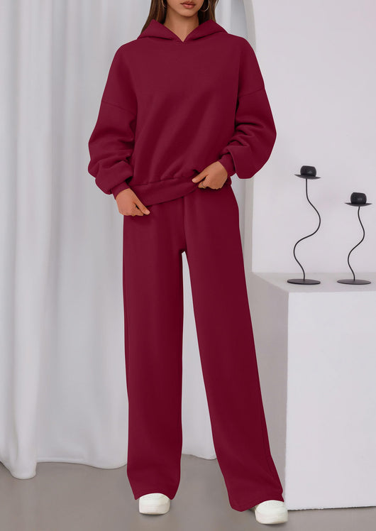 Osonn Womens Sweatsuits 2 Piece Set Casual Winter Long Sleeve Hoodie Loose Wide Leg Sweatpants Fall Tracksuit