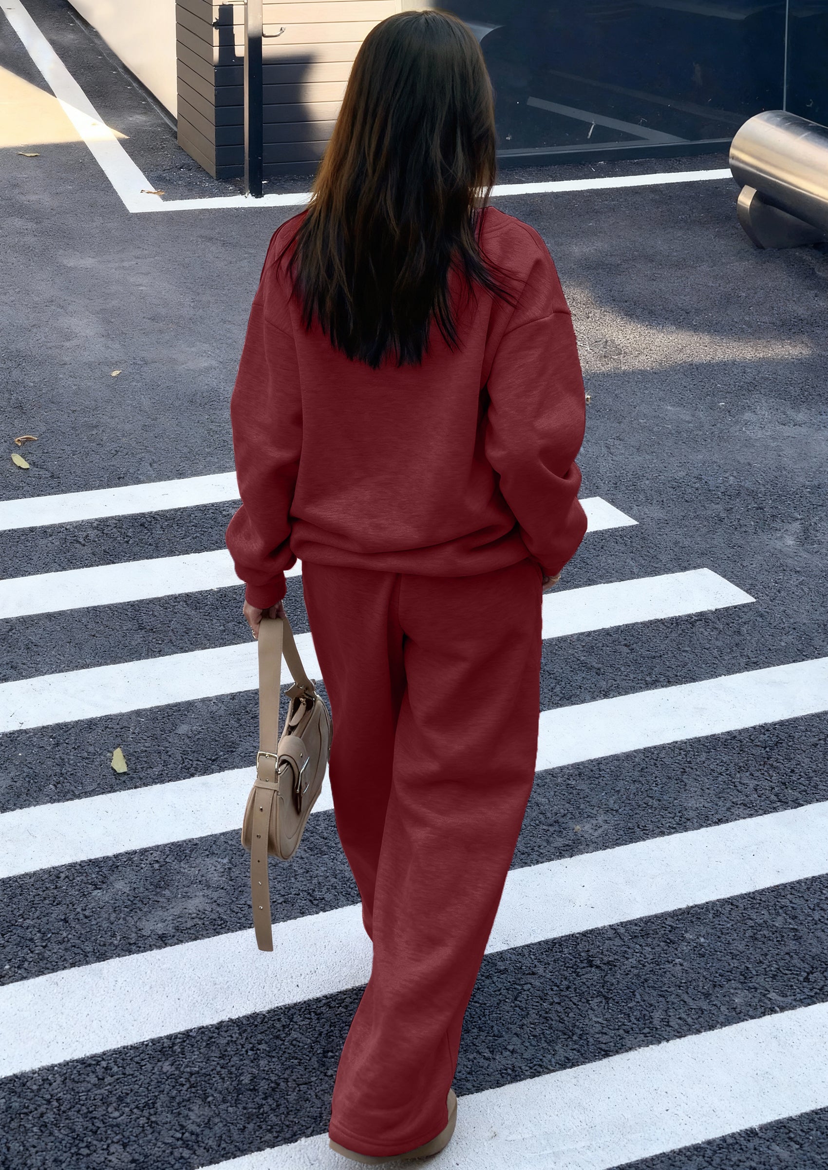 Osonn Casual Winter Two Piece Sets for Women V Neck Sweatshirt Loose Wide Leg Pants Tracksuit Knit Fall Outfits
