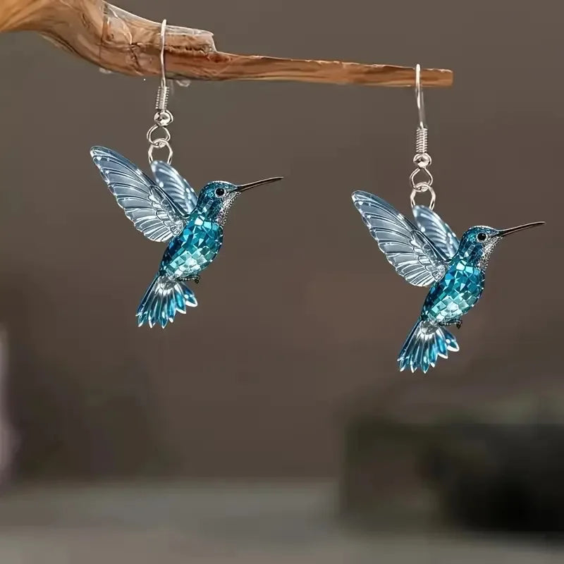 Blue Crystal Hummingbird Earrings — image 3