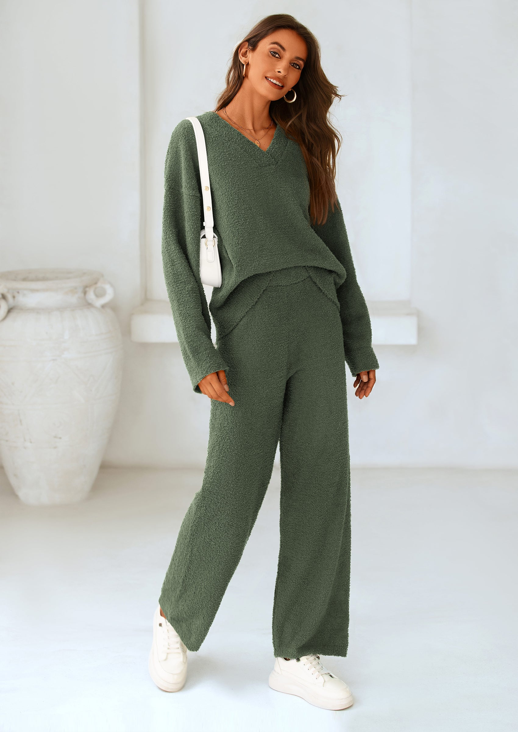Osonn Lounge Sets for Women Two Piece Sweaters Pajama Set Fall Fashion Loungewear Outfits Matching Winter Clothes