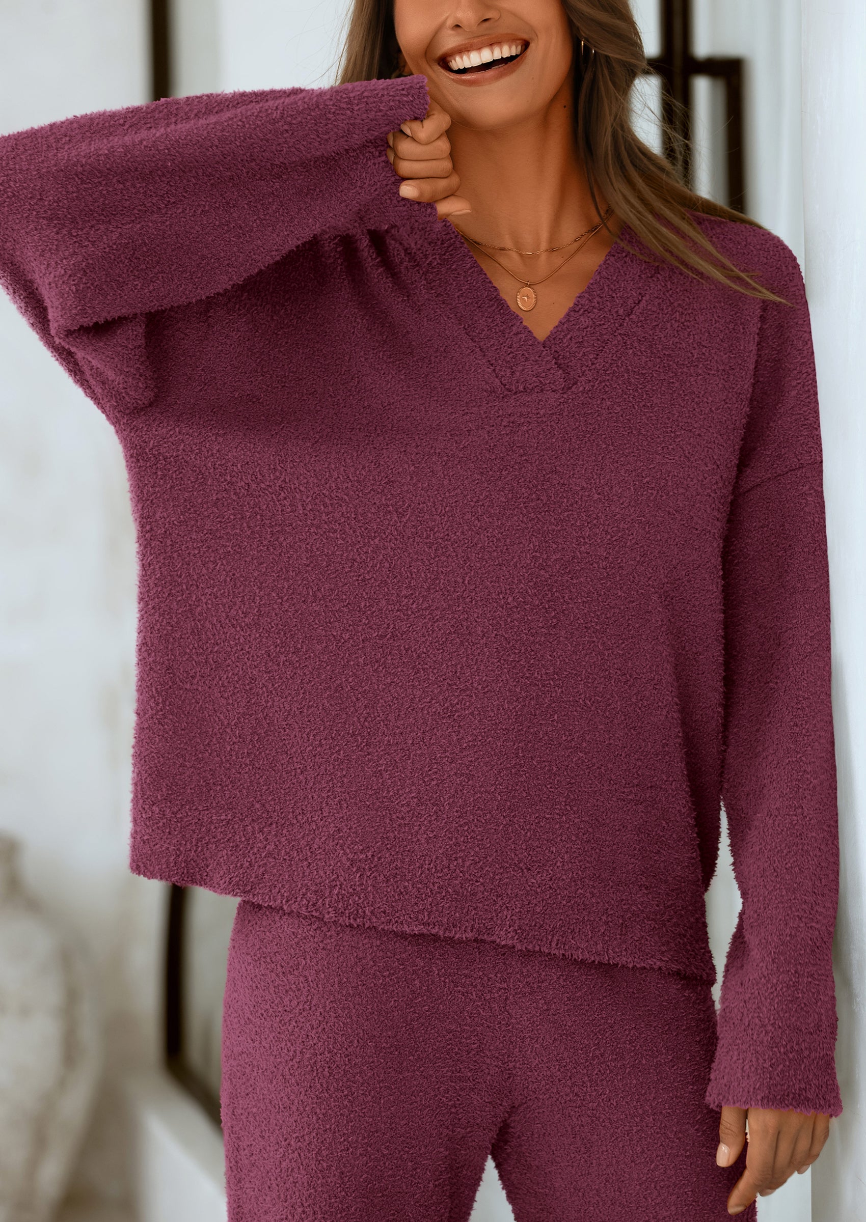 Osonn Lounge Sets for Women Two Piece Sweaters Pajama Set Fall Fashion Loungewear Outfits Matching Winter Clothes