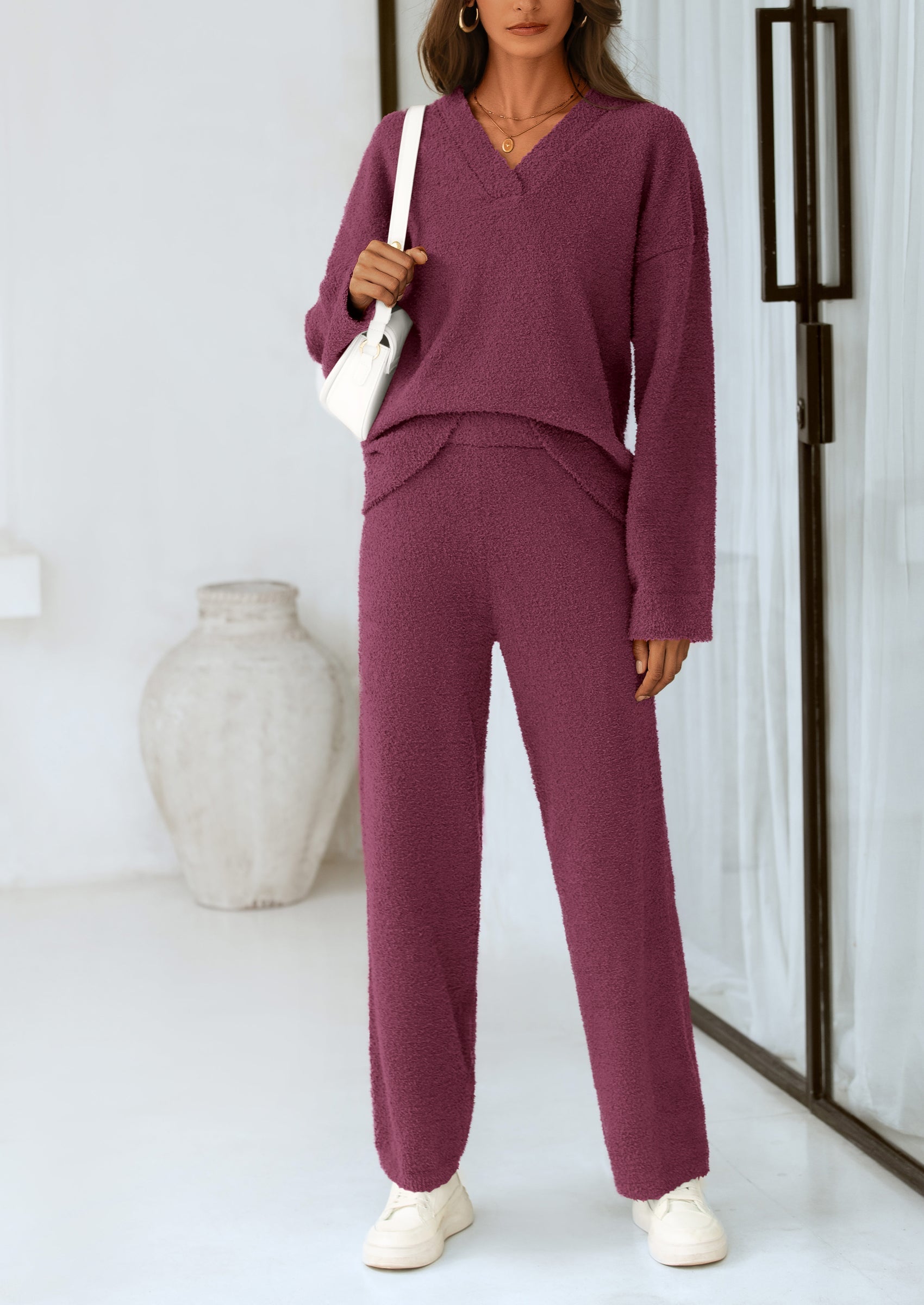 Osonn Lounge Sets for Women Two Piece Sweaters Pajama Set Fall Fashion Loungewear Outfits Matching Winter Clothes